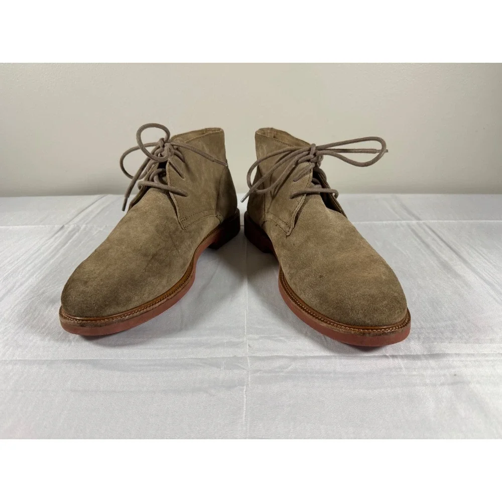 Polo Ralph Lauren Mens Tan Brown Suede Chukka Desert Boots Brick Red Sole